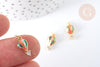Breloque montgolfière émail multicolore laiton doré et zircon blanc 14mm,création bijoux coloré, x1 G7377