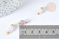 Breloque nuggets jade naturelle violet laiton doré 14~17mm, pendentif bijoux pierre naturelle, x1 (G7588)