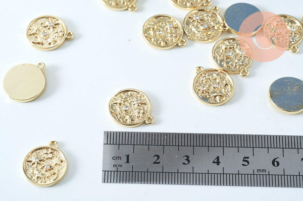 Breloque oeil protecteur zamac doré 18k cristal zircon sans nickel 9 mm x1 (G6004)