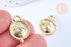 Breloque oeil protecteur zamac doré 18k cristal zircon9mm , x1 (G5490)