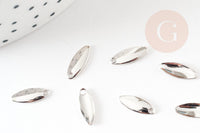 Breloque ovale cuivre or blanc rhodium 10mm,pendentif argent pour création bijoux DIY, x4 G9247