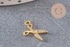 Breloque pendentif ciseaux laiton doré 18k 15.5mm, x1 (G4461)