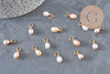 Breloque perle d'eau douce naturelle goutte rose pêche laiton 11mm, x1 (G11275)