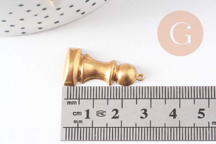 Breloque pièce échecs laiton, fournitures pour bijoux, breloques laiton brut , breloque bijoux,jeux d'échecs, x1, 20mm-G1493