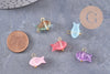 Breloque poisson verre multicolore laiton doré 15.5mm, x5 (G10218)