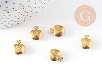 Breloque pomme laiton brut , fournitures créatives, pendentif sans nickel, pendentif geometrique,1cm, x10 G0692
