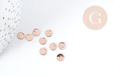 Breloque ronde cuivre or rose 16K 5mm,pendentif doré pour création bijoux DIY, x4 G8926