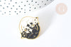 Broche Chat double émail blanc et noir zamac doré 35x23mm, x1 (G8132)