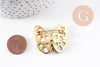 Broche Papillon Nacre noire abalone laiton doré zircons 36mm, x1 (G10164)