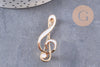 Broche clef de sol émail blanc zamac doré 39mm, x1 (G10215)