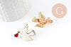 Broche colombe blanche coeur rouge zamac doré 29mm, x1 (G9460)