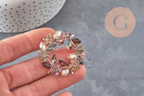 Broche fleurs zircons multicolores zamac doré émaillé 41mm, x1 (G11256)