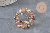 Broche fleurs zircons multicolores zamac doré émaillé 41mm, x1 (G11256)