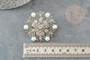 Broche flocon de neige zamac zircons 45mm, x1 (G9774)