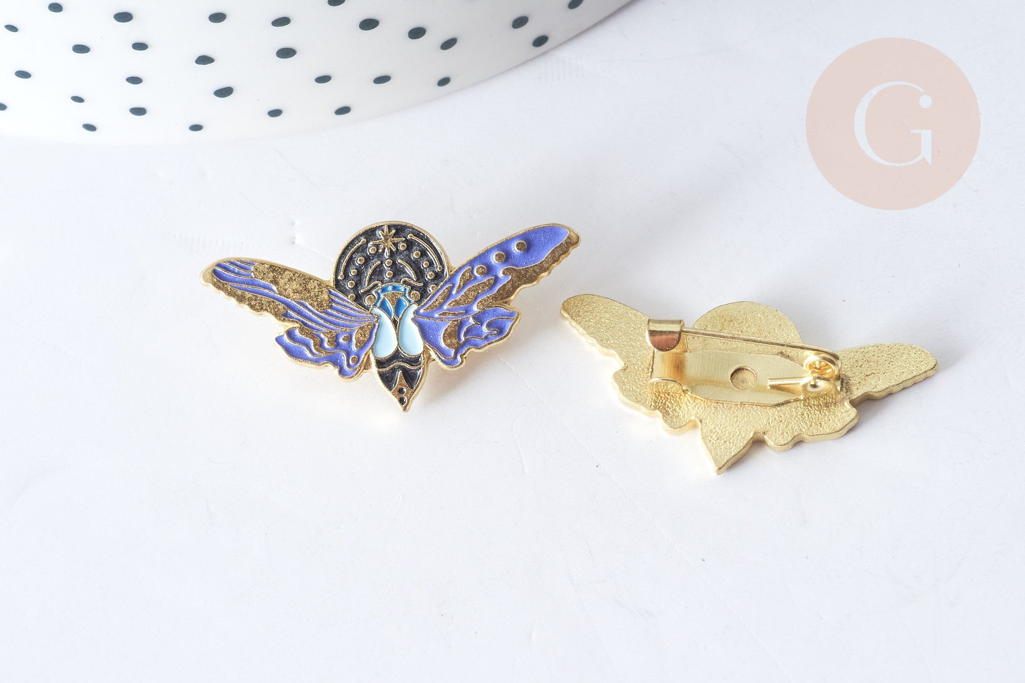 Broche insecte zamac doré 15x30mm, x1 (G7845)