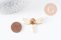 Broche pin's Libellule insecte ailé doré émaillé 40x32mm, x1 (G5551)