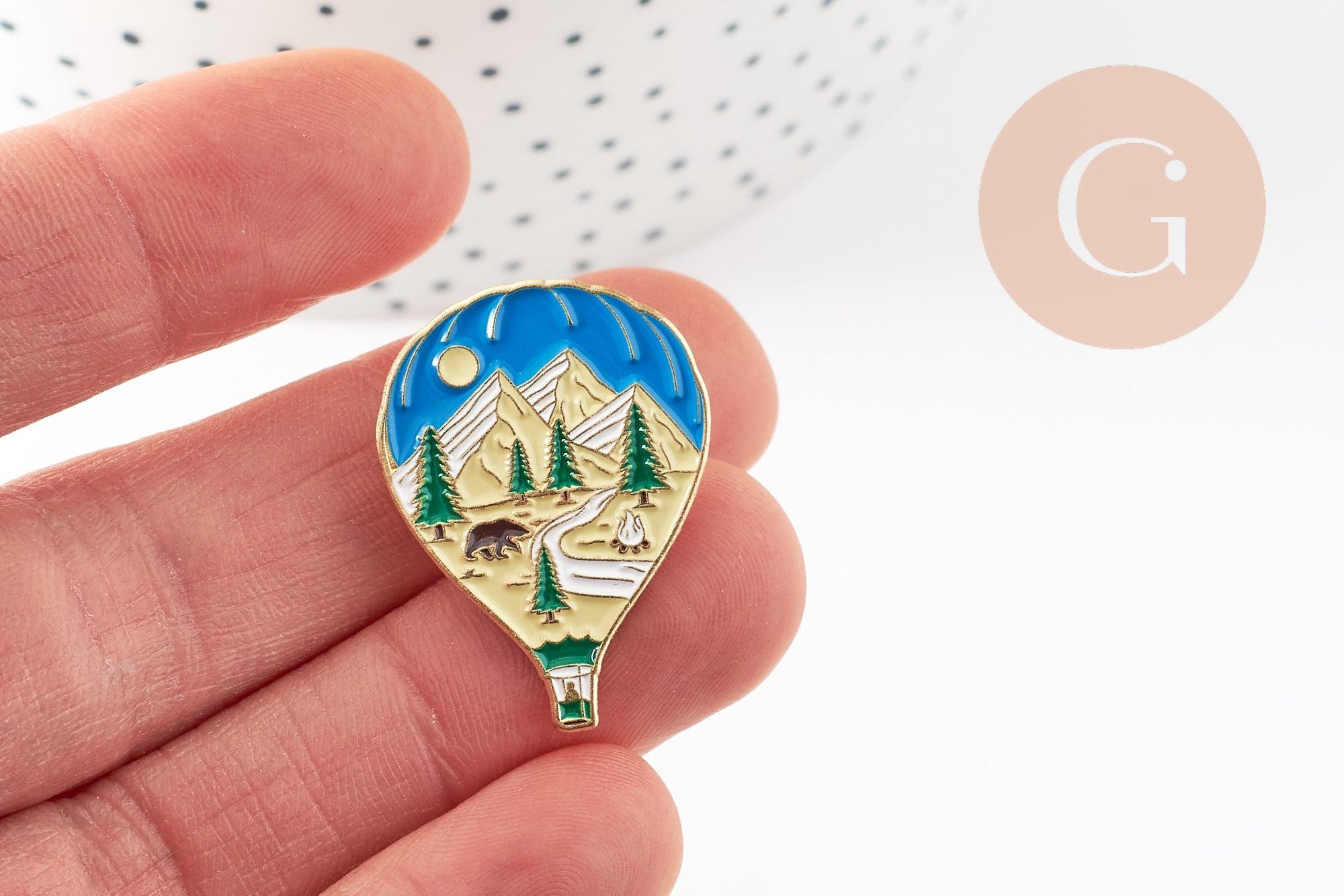 Broche pin's Montgolfière dorée 29.5mm, x1 (G9310)