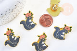 Broche pins animal écureil motif végétal doré émail, décoration veste, 27x26mm,x1 (G5540)