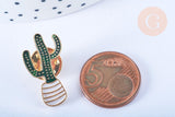 Broche pins cactus émail vert doré émail 25x14mm,broche dorée,décoration veste,x1 G6620