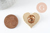 Broche pins coeur LGBT zamac doré arc-en-ciel 23mm, x1 (G9458)