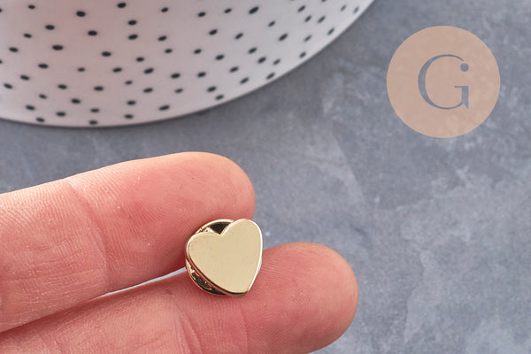 Broche pin's coeur laiton doré 11mm, x1 (G10989)