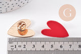 Broche pins coeur zamac doré émaillé 29mm, x1 (G10139)