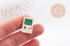 Broche pins console portable jeux vidéos doré émail noir 24x15mm, x1 (G5899)