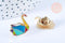 Broche pin's cygne origami doré émail multicolore 18x21mm, décoration veste, x1 (G6615)
