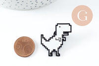 Broche pin's dinosaure pixel zamac 33mm, décoration veste, x1 (G9741)