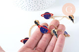 Broche pins double planète éclair doré émail ,broche dorée ,décoration veste,x1 G6381