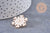 Broche pin's flocon de neige blanc zamac doré 24mm, x1 (G10097)