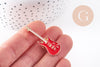 Broche pins guitare émail rouge doré 42mm, x1 (G10168)