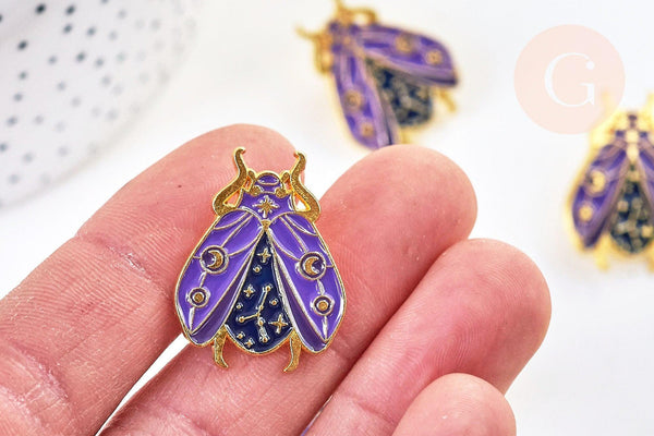 Broche pin's insecte ailé mystique doré émaillé,broche dorée,décoration veste, 27x21mm,x1 (G5549)