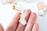 Broche pins lapin origami doré émail 31.5x23mm,broche dorée, décoration veste,x1 (G6375)