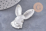 Broche pins lapin doré ou argenté 54mm, x1 (G10352)