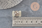 Broche pin's noeud blanc plastique & fer doré 18.5mm, x1 (G11331)-Broches et épinglettes-Gingerlily Perles