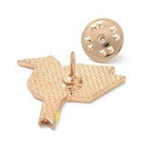 Broche pins oiseau origami doré émail Jaune 28x28mm,broche dorée, décoration veste,x1 G6613