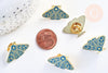 Broche pins papillon mystique doré émail bleu 27.5x18mm,broche dorée, décoration veste, x1 (G5547)