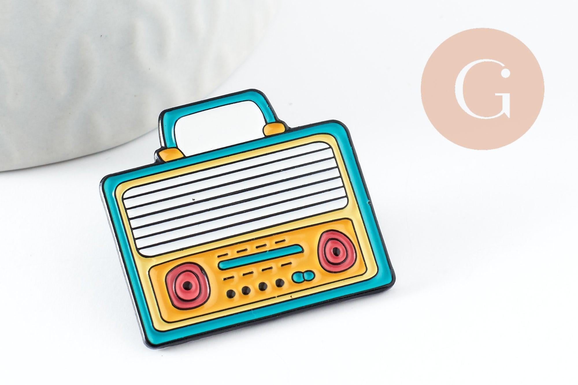 Broche pins radio émaillé 30.5mm, x1 (G9475)