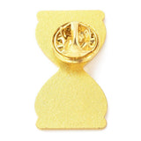 Broche pins sablier vanité oeil protecteur laiton doré émail jaune,décoration veste, 29.5x16mm,x1 (G5545)