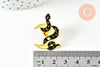 Broche pins serpent lune mystique doré émail noir jaune 32.5mm, x1 (G6321)