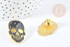 Broche pins tête de mort mystique doré émail noir 32.5mm, x1 (G8504)