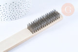 Brosse métallique nettoyage bijoux en bois et acier inoxydable 20 mm, x1 (G7065)