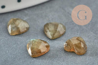 Cabochon Cœur pierre labradorite naturelle facettée 8mm, x1 (G8876)