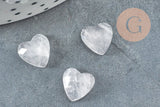 Cabochon Cœur pierre quartz rose naturel facetté 10mm, x1 (G8877)