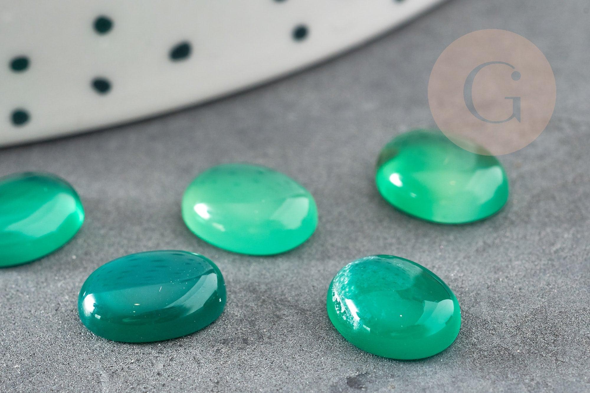 Cabochon agate naturelle verte 10x8mm, x1 (G1831)