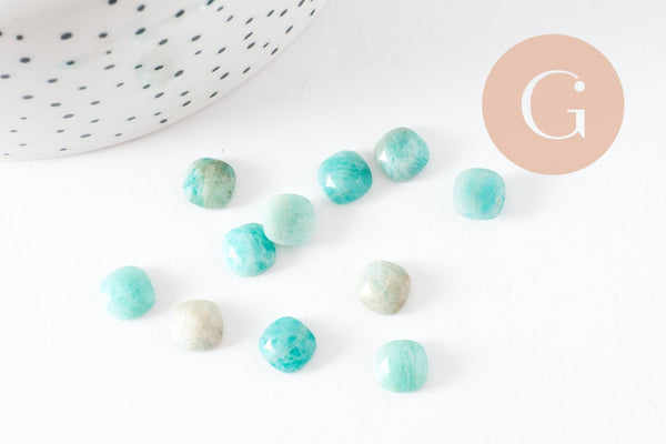 Cabochon carré amazonite naturel 8x8mm, x1 (G9701)