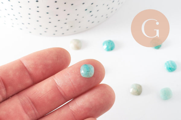 Cabochon carré amazonite naturel 8x8mm, x1 (G9701)