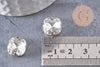 Cabochon carré cristal métal platine à coudre12mm, x5 (G0456)