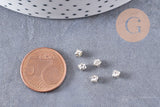Cabochon carré cristal transparent métal platine à coudre 3mm, x50 (G0139)